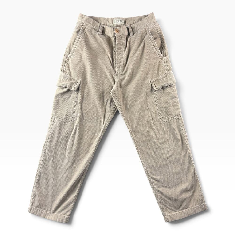 Vintage J Crew Corduroy Cargo Pants Mens 32x30 Tan Y2K Utility Hong Kong